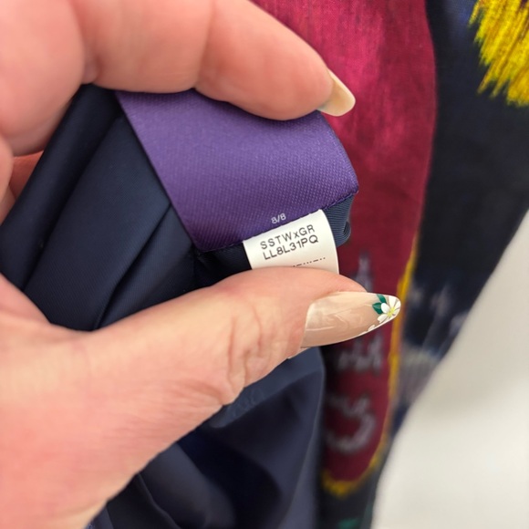 Ralph Lauren Vilgot Ikat-Print Evening Dress Womens 6 Purple Label Made in Italy - Picture 9 of 16